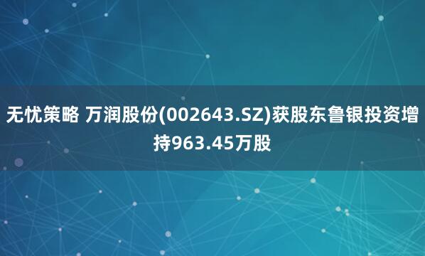 无忧策略 万润股份(002643.SZ)获股东鲁银投资增持963.45万股